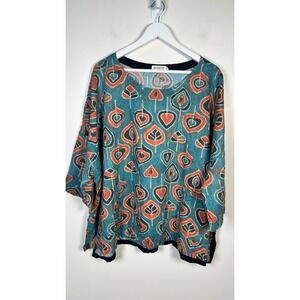 Vivien Teal and Orange Women's Tunic Top